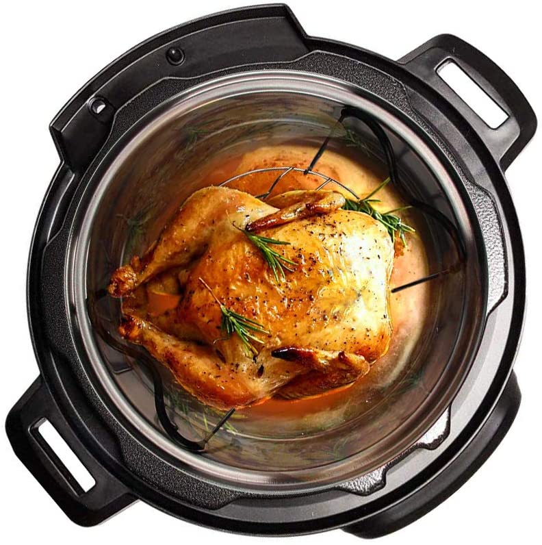Pollo asado en olla de cocción lenta con rejilla de acero inox.