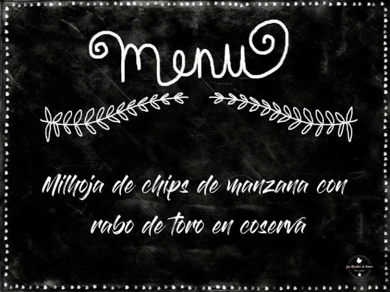 milhojas de rabo de toro en conserva con chips de manzana