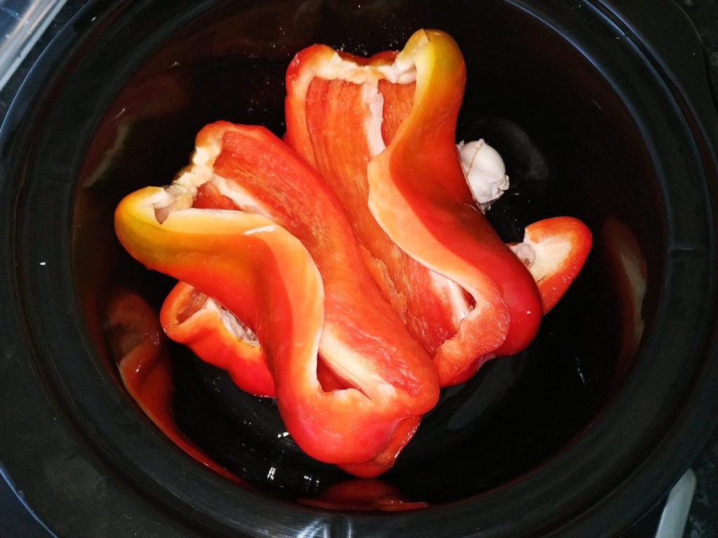 Pimientos rojos asados en Crock pot